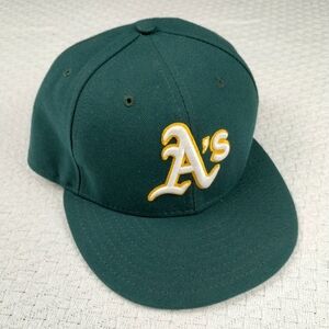 Athletics Adult New Era 5950 On Field Hat Size 7 1/8 Fitted Green White Logo